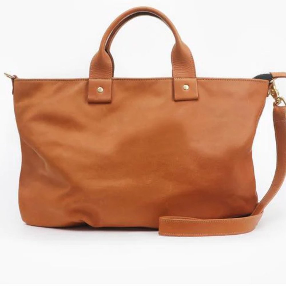 Clare Vivier Elegant Tan Leather Tote Bag